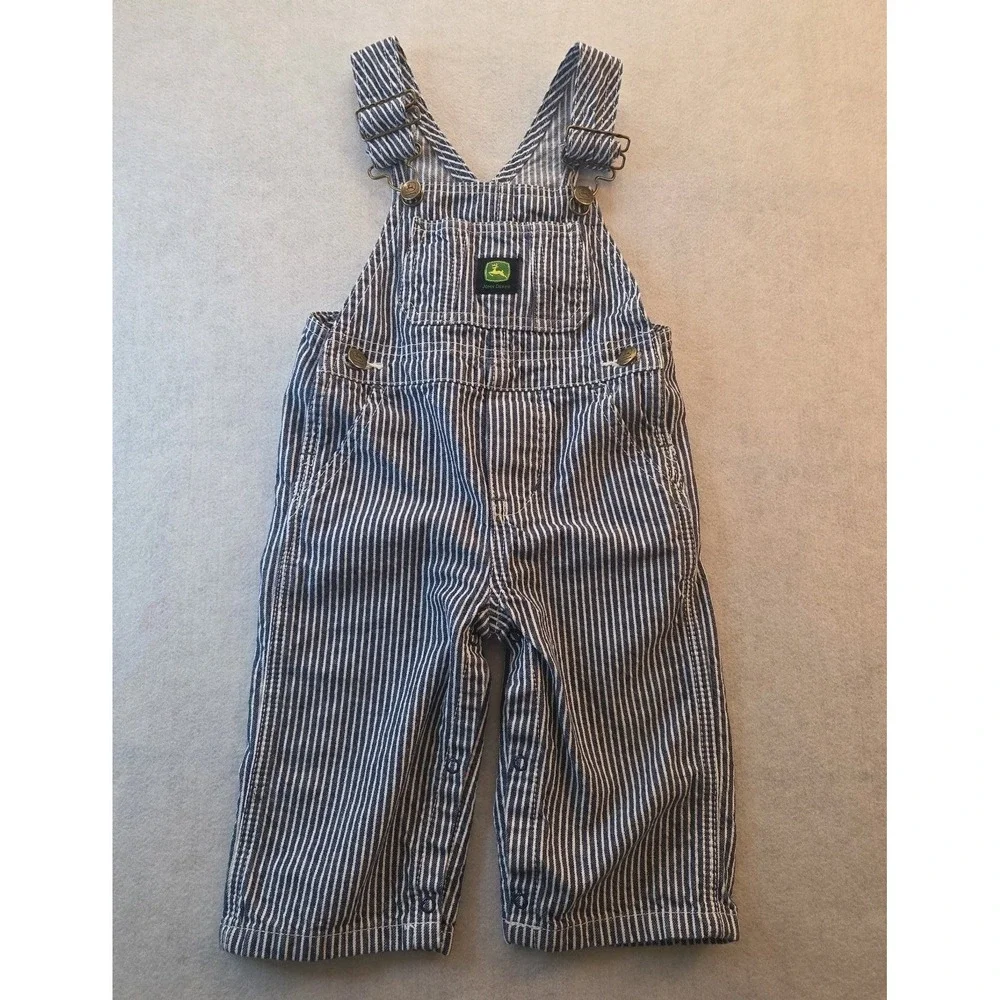Infant Boy John Deere Hickory Stripe Bib Overall Size 12 Months